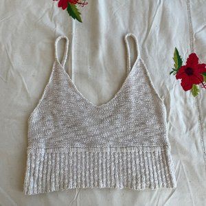 Cream Cotton Knit Crop top